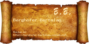 Berghofer Bertalan névjegykártya